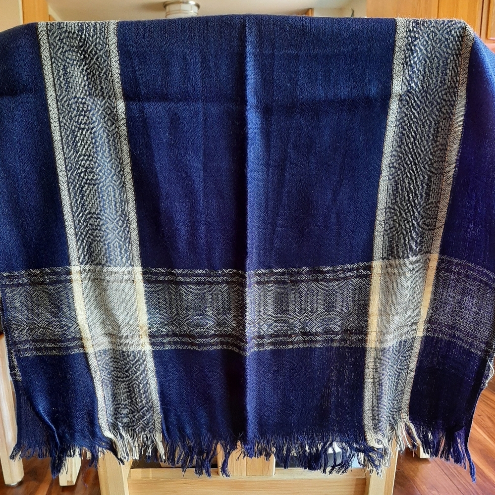 Blue with gold accent scarf.